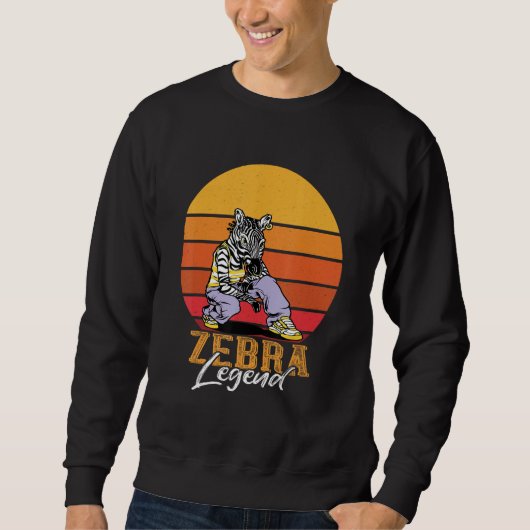 Retro Zookeeper Sunset Zebra Legend Wildlife Anima Trui (Voorkant)