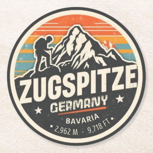 Retro Zugspitze Beierse buiten natuur cadeaus Ronde Kartonnen Onderzetter