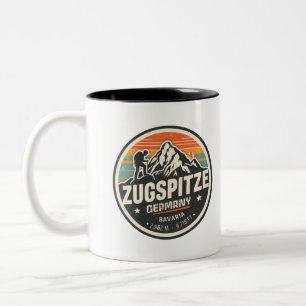 Retro Zugspitze Beierse buiten natuur cadeaus Tweekleurige Koffiemok