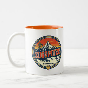 Retro Zugspitze Beierse buiten-natuur cadeaus Tweekleurige Koffiemok