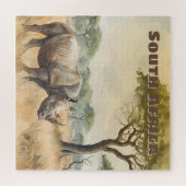 Retro Zuid-Afrikaanse Neushoorn Scenisch Legpuzzel (Horizontaal)