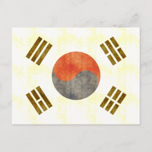 Retro  Zuid-Koreaanse vlag Briefkaart