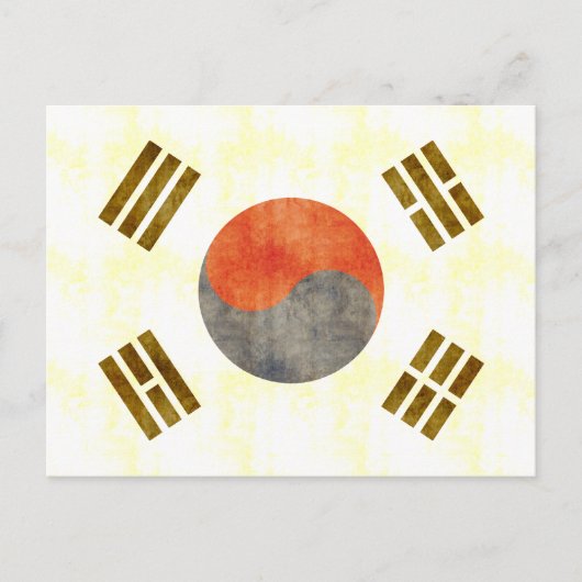 Retro Zuid-Koreaanse vlag Briefkaart (Voorkant)