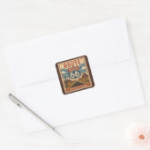 Retro Zuidwest-Amerikaanse Weg Embleem Vierkante Sticker (Envelop)