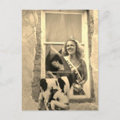 Retro Zuivelprinses Collage Sepia Briefkaart (Voorkant)