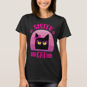 Retro Zus Kat Met Roze Luipaard Bril Kat T-shirt