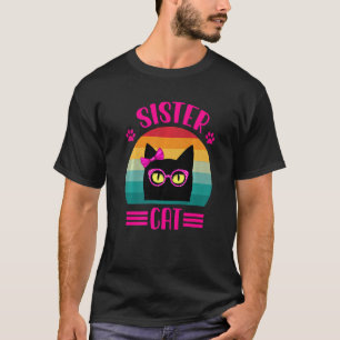 Retro Zusje Kat Met Roze Bril Kat T-shirt