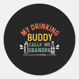 Retro zwangerschapsaankondiging Opa Mijn drinkende Ronde Sticker