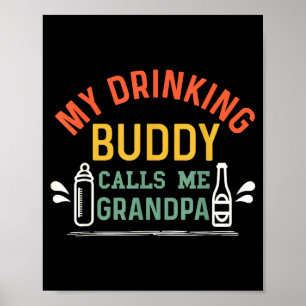 Retro zwangerschapsaankondiging opa mijn drinkmaat poster