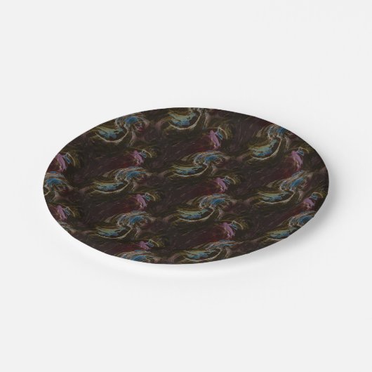 Retro zwart atomisch Abstract Papieren Bordje (Gekanteld)