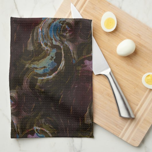 Retro zwart atomisch Abstract Theedoek (Quarter Fold)