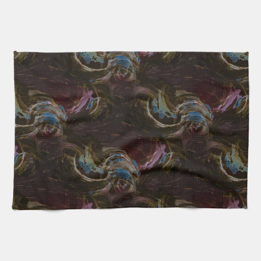 Retro zwart atomisch Abstract Theedoek (Horizontaal)