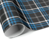 Retro Zwart Blauw Kerst Plaid Patroon Vakantie Cadeaupapier (Rol Hoek)