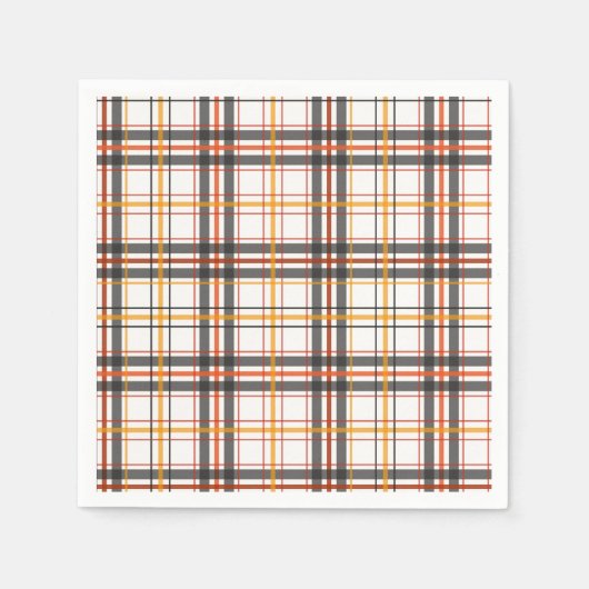 Retro Zwart, Bruin & Sinaasappel Plaid Servetten (Voorkant)