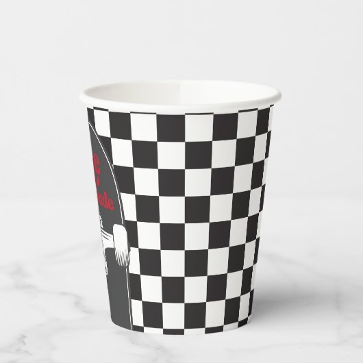 Retro Zwart Check Skateboard Verjaardag Papieren Bekers (Links)
