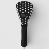 Retro Zwart Elegant Monogram Dotted Pattern Golfheadcover (Voorkant)