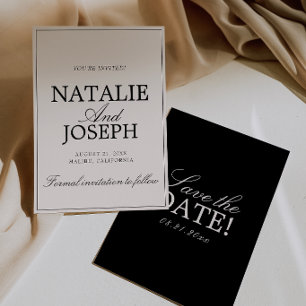 Retro Zwart en Crème Oud Geld Luxe Trouwen Save The Date