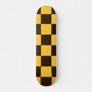 Retro zwart en geel geruit patroon persoonlijk skateboard