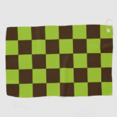 Retro zwart en groen geruit vierkantjes patroon golfhanddoek (Horizontaal)
