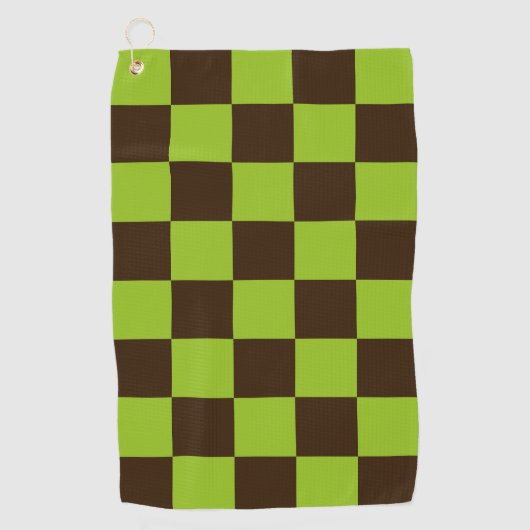 Retro zwart en groen geruit vierkantjes patroon golfhanddoek (Voorkant)