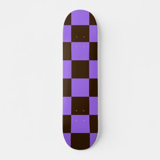 Retro zwart en Paarse geruit vierkantjes Persoonlijk Skateboard (Voorkant)