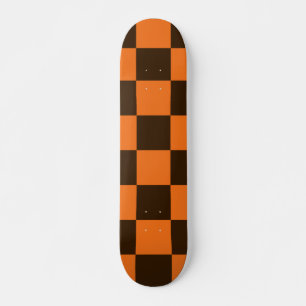 Retro zwart en Sinaasappel geruit vierkantjes Persoonlijk Skateboard