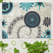 Retro Zwart en Teal Theedoek (Gevouwen)