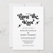 Retro Zwart en Wit Groovy Vet Script Trouwen Kaart (Voorkant)