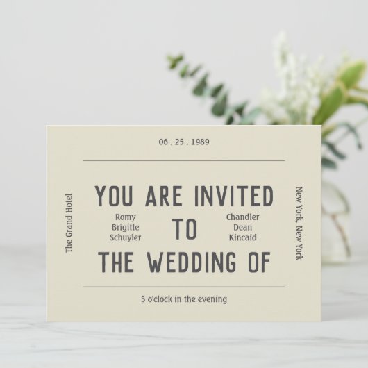 Retro Zwart en Wit Moderne foto bruiloft Kaart (Staand voorkant)