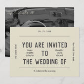 Retro Zwart en Wit Moderne foto bruiloft Kaart (Voorkant / Achterkant)