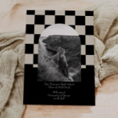 Retro zwart geruite boog foto afstudeerfeest kaart