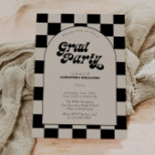 Retro zwart geruite boog foto afstudeerfeest kaart