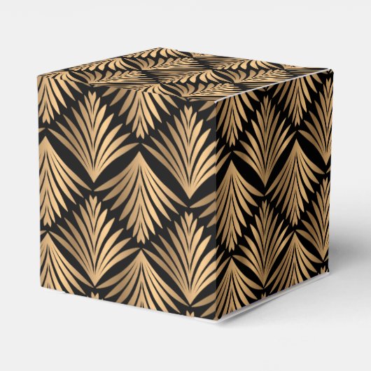 Retro Zwart Goud Art Deco Gatsby Trouwfeest Bedankdoosjes (Achterkant)