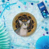 Retro  Zwart Goud Beige Sphynx Cat Party Papieren Bordje (Feest)