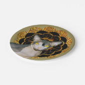 Retro  Zwart Goud Beige Sphynx Cat Party Papieren Bordje (Gekanteld)