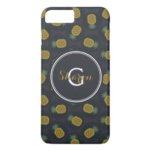 Retro zwart gouden ananas patronen monogram Case-Mate iPhone case
