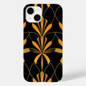 Retro zwart gouden bloempatroon iPhone hoesje (Achterkant)