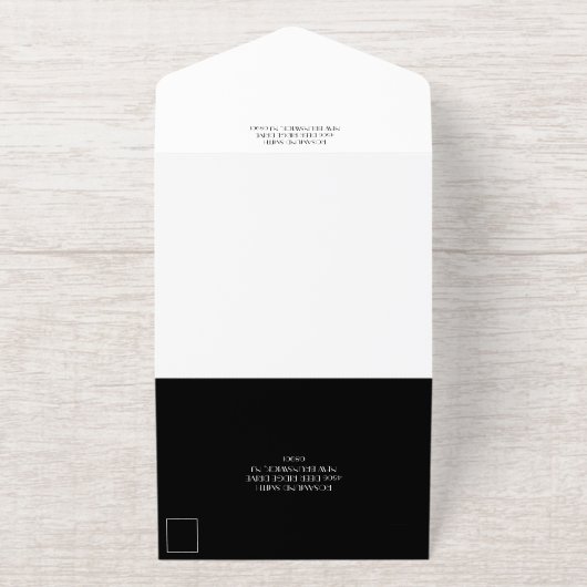 Retro Zwart Gouden Sunbursts Monogram Huwelijk All In One Uitnodiging (Buiten)