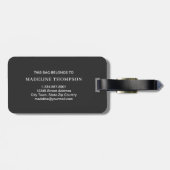 Retro zwart grijs wit geometrisch modern monogram bagagelabel (Achterkant horizontaal)