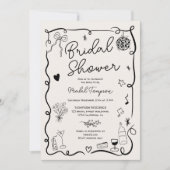 Retro zwart handgetekende geïllustreerde vrijgezel kaart (Voorkant)