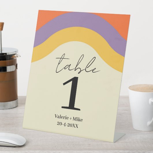 Retro Zwart Kalligrafie Tafelnummers Bruiloft Reclamebord Met Voetstuk (Insitu)