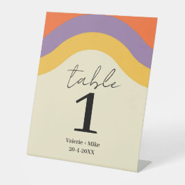 Retro Zwart Kalligrafie Tafelnummers Bruiloft Reclamebord Met Voetstuk