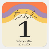 Retro Zwart Kalligrafie Tafelnummers Bruiloft Vierkante Sticker (Voorkant)