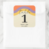 Retro Zwart Kalligrafie Tafelnummers Bruiloft Vierkante Sticker (Tas)