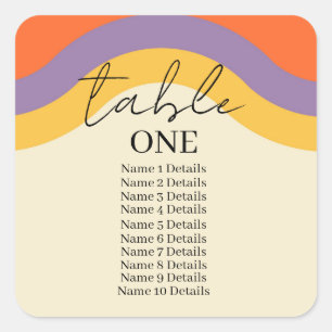 Retro Zwart Kalligrafie Tafelnummers Bruiloft Vierkante Sticker