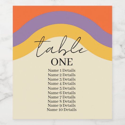 Retro Zwart Kalligrafie Tafelnummers Bruiloft Wijn Etiket (Enkel label)