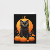Retro Zwart Kat Halloween Pompoen Kostuum Voor Vro Kaart (Voorkant)