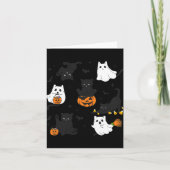 Retro Zwart Kat Halloween Pompoen Kostuum Voor Vro Kaart (Voorkant)
