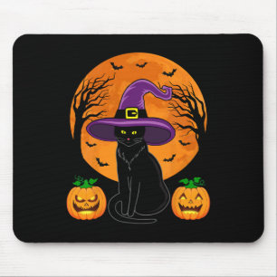 Retro Zwart Kat Halloween Pompoen Kostuum Vrouwen Muismat