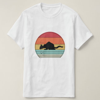 Retro  Zwart Kat Silhouet T-shirt